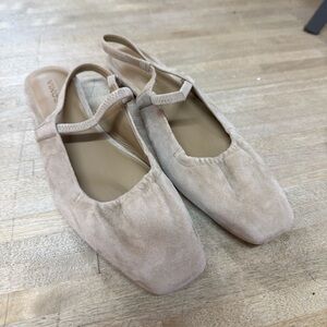 VINCE Venice Slingback Shoes Tan Suede Sz 6.5 NEW